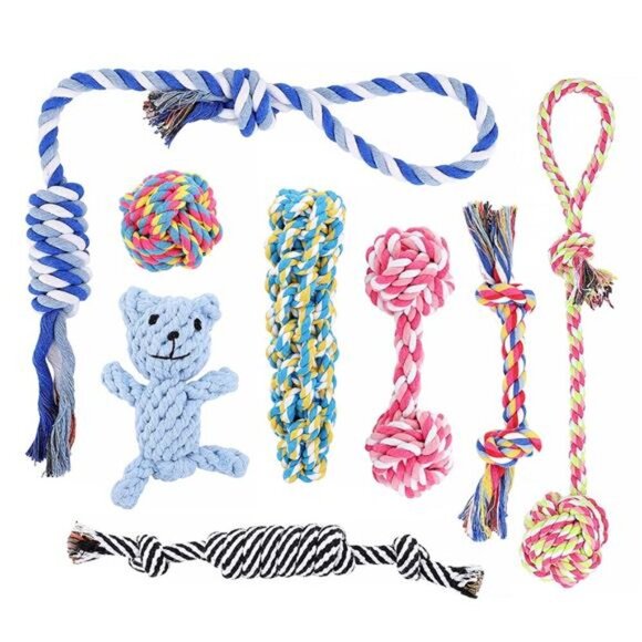 Pet Dog Chew Toys for Chewers, 8 pack Interactive Washable - Picture 1 of 5